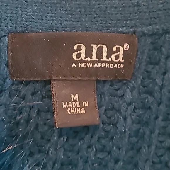 A.N.A A NEW APPROACH FAUX FUR CARDIGAN SWEATER PEACOCK BLUE - Picture 2 of 6